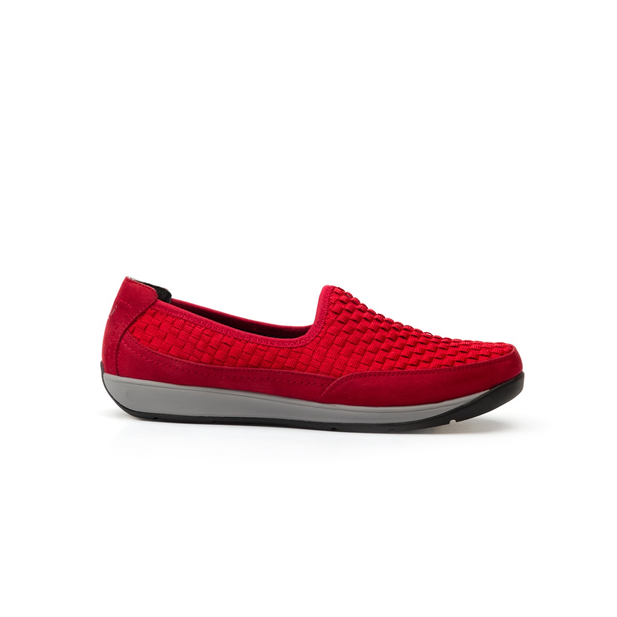 Flat Urbano Flexi Con Material Tejido Para Mujer - Estilo 28306 Rojo