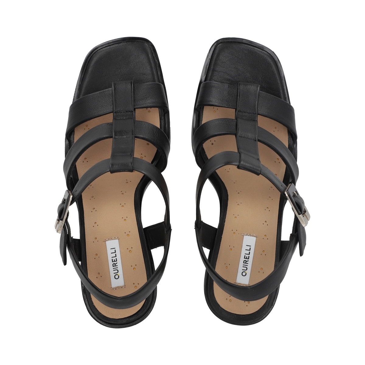Sandalia de tacón en piel color negro Quirelli estilo 302603