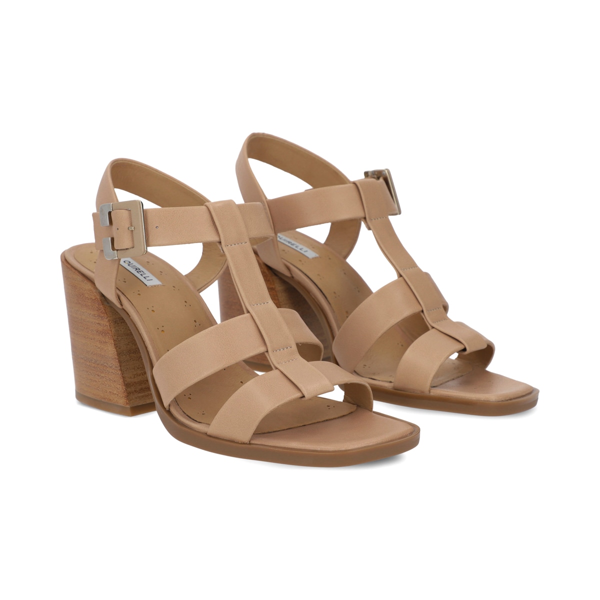 Sandalia de tacón en piel color nude Quirelli estilo 302603