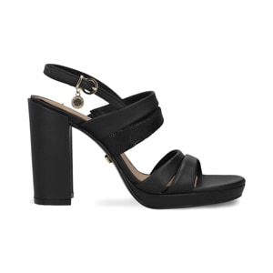 Sandalia de tacón 10 cm en piel color negro Quirelli estilo 302702