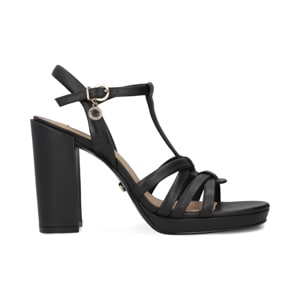 Sandalia de tacón 10 cm en piel color negro Quirelli estilo 302703