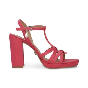 Sandalia de tacón 10 cm en piel color rosa Quirelli estilo 302703