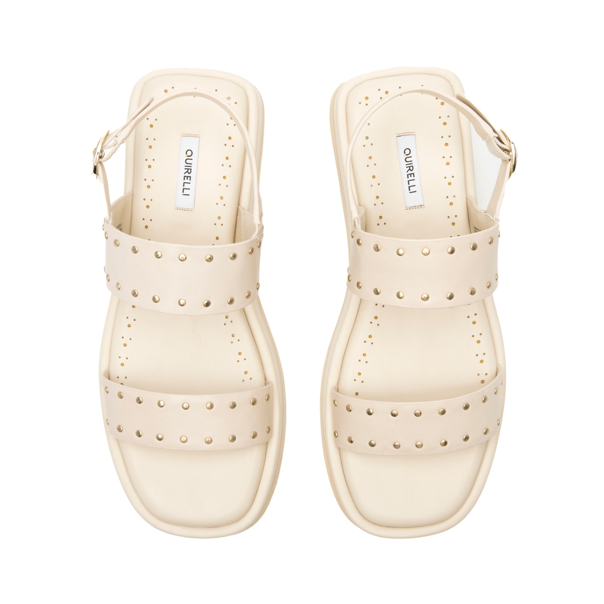 Sandalia flatform con estoperoles en piel color latte Quirelli estilo 303101