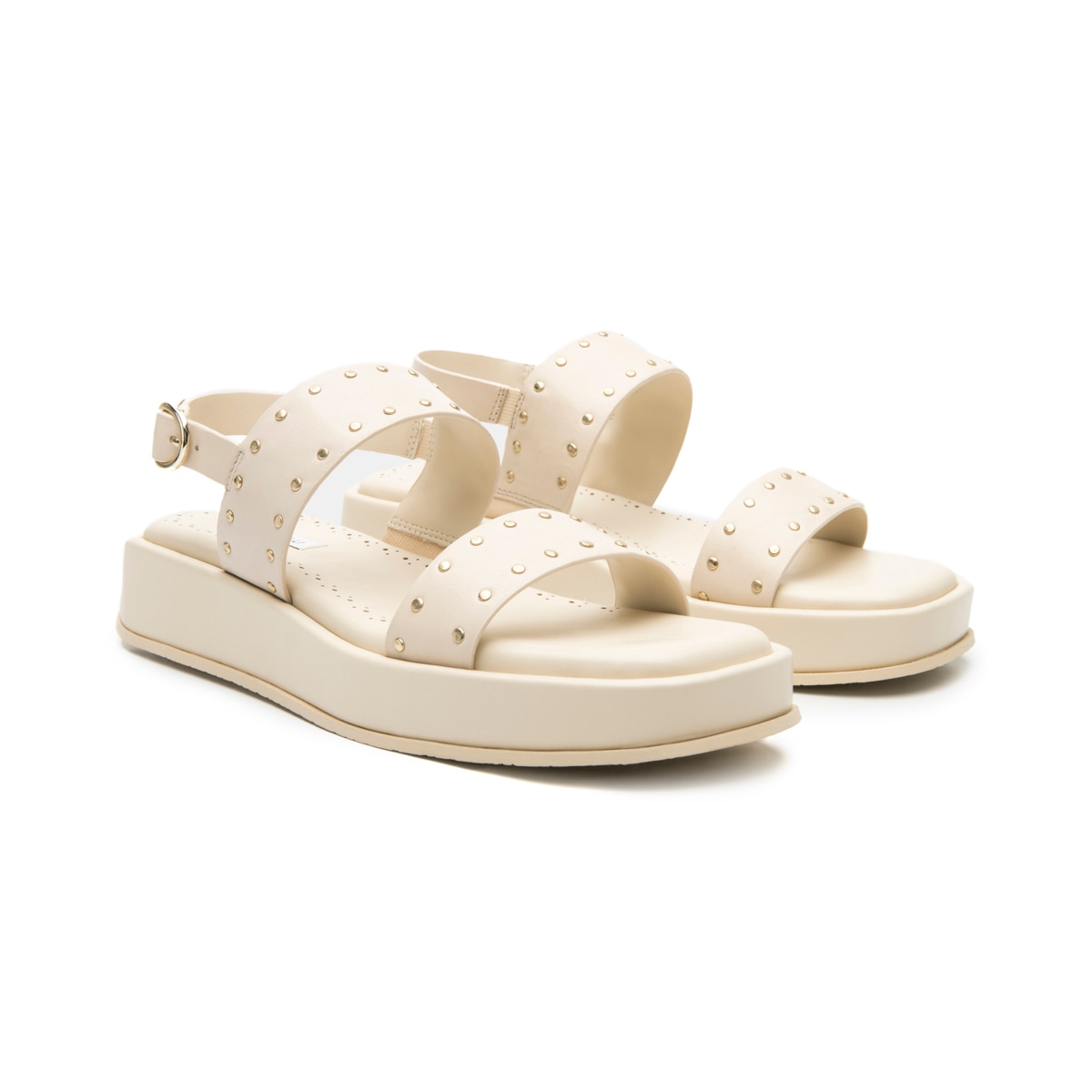 Sandalia flatform con estoperoles en piel color latte Quirelli estilo 303101