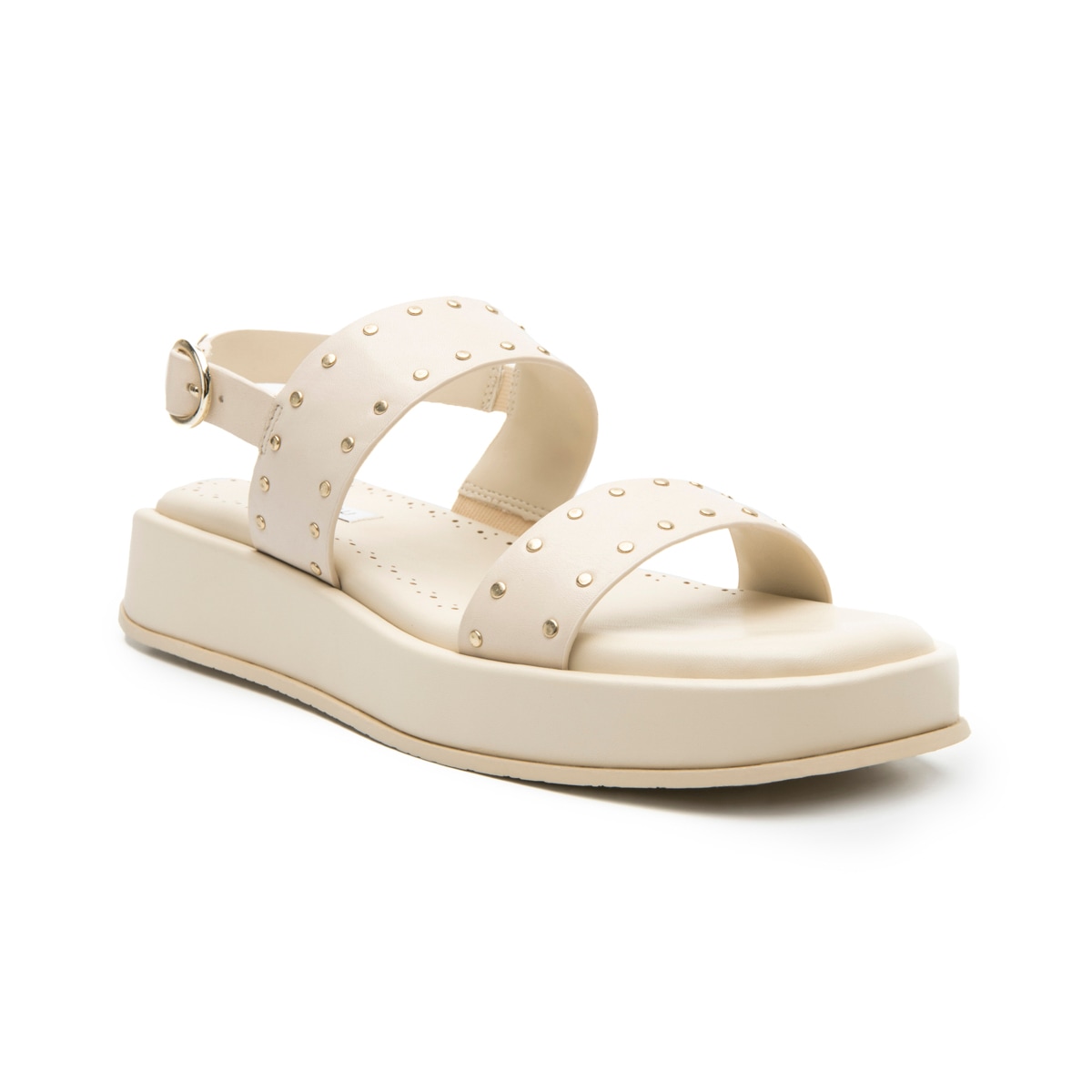 Sandalia flatform con estoperoles en piel color latte Quirelli estilo 303101