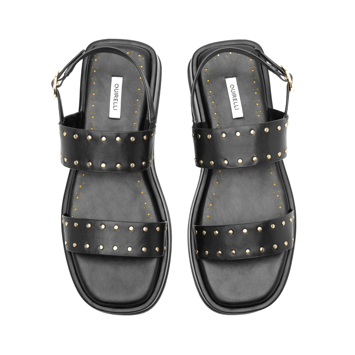 Sandalia flatform con estoperoles en piel color negro Quirelli estilo 303101