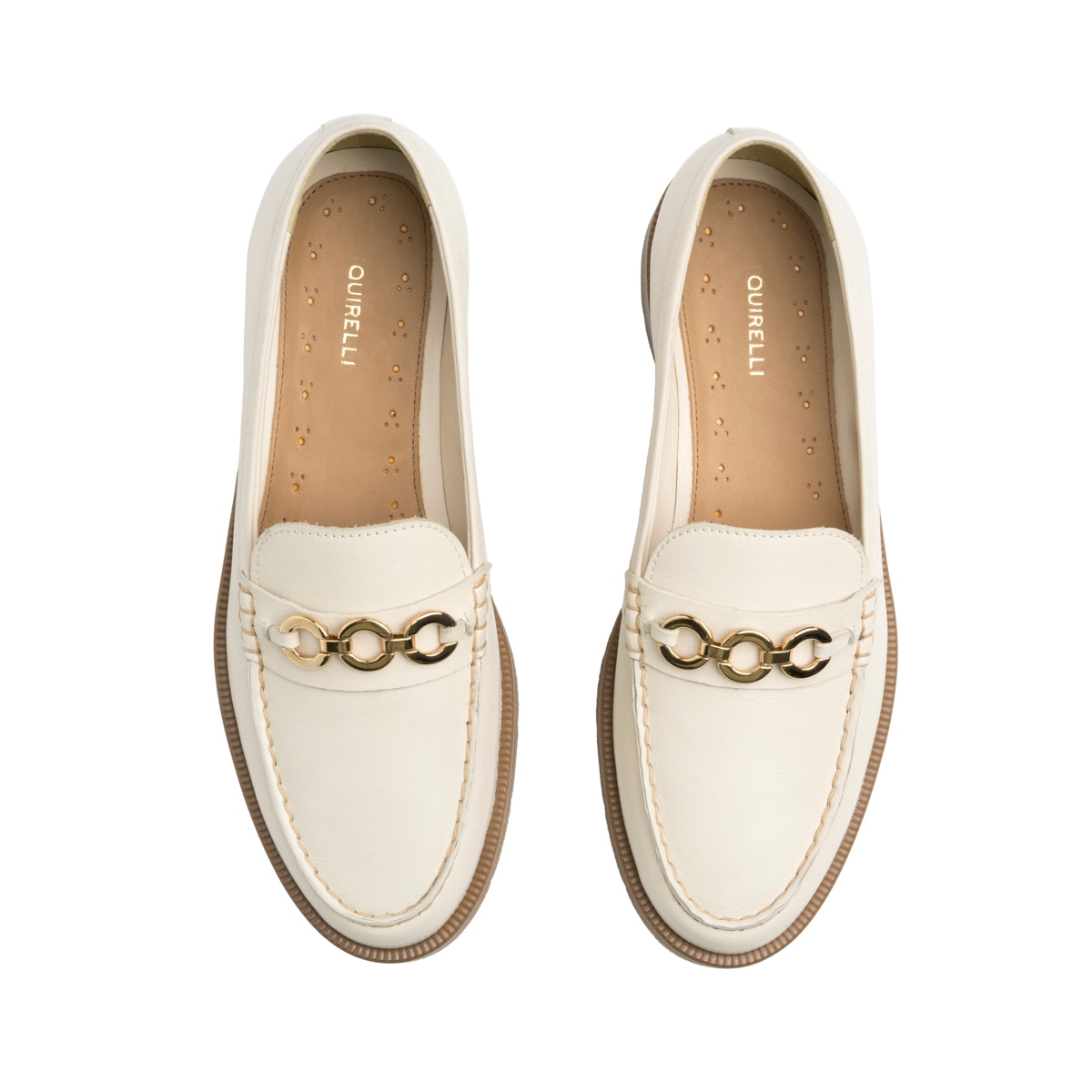 Mocasín Con Herraje Quirelli para Mujer con Plantilla Acojinada Estilo 303702 Latte