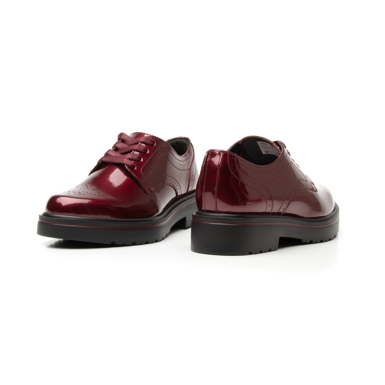 Derby De Charol Flexi para Mujer con Suela gruesa Estilo 32904 Vino