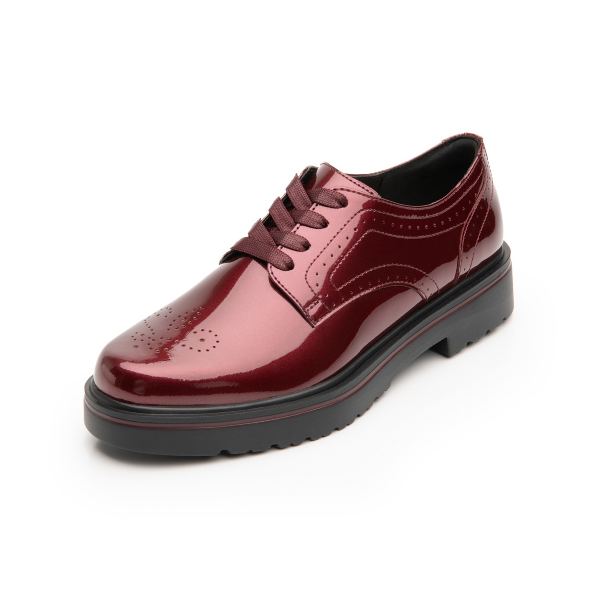 Derby De Charol Flexi para Mujer con Suela gruesa Estilo 32904 Vino
