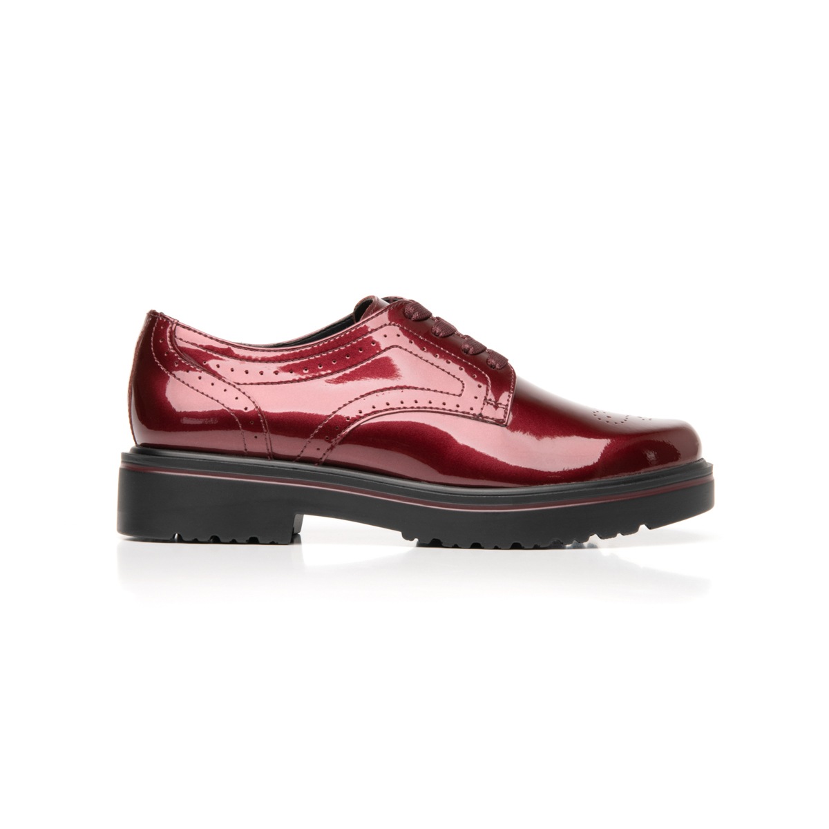 Derby De Charol Flexi para Mujer con Suela gruesa Estilo 32904 Vino