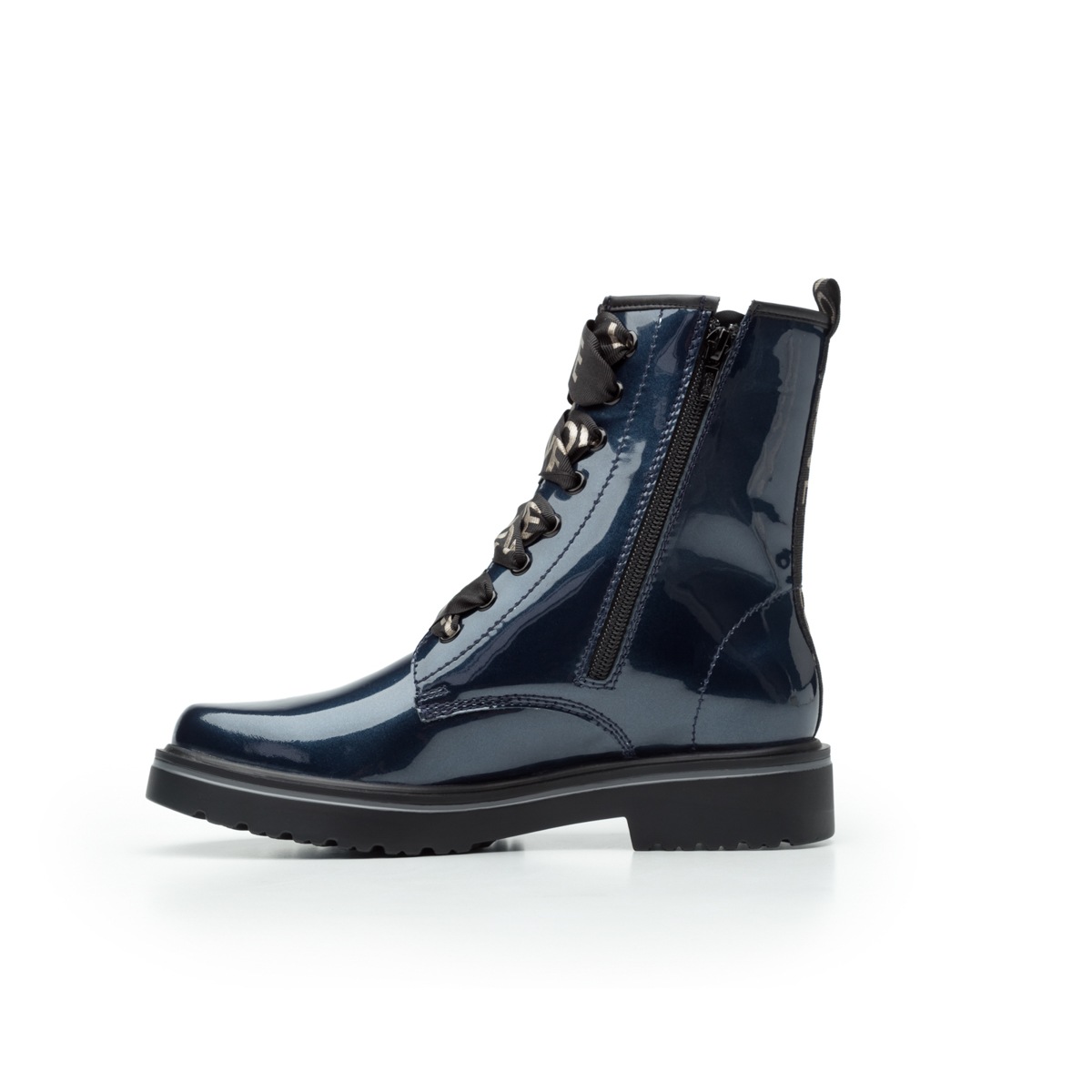 Bota Urbana Flexi Con Brillo Charol Para Mujer - Estilo 32908 Azul