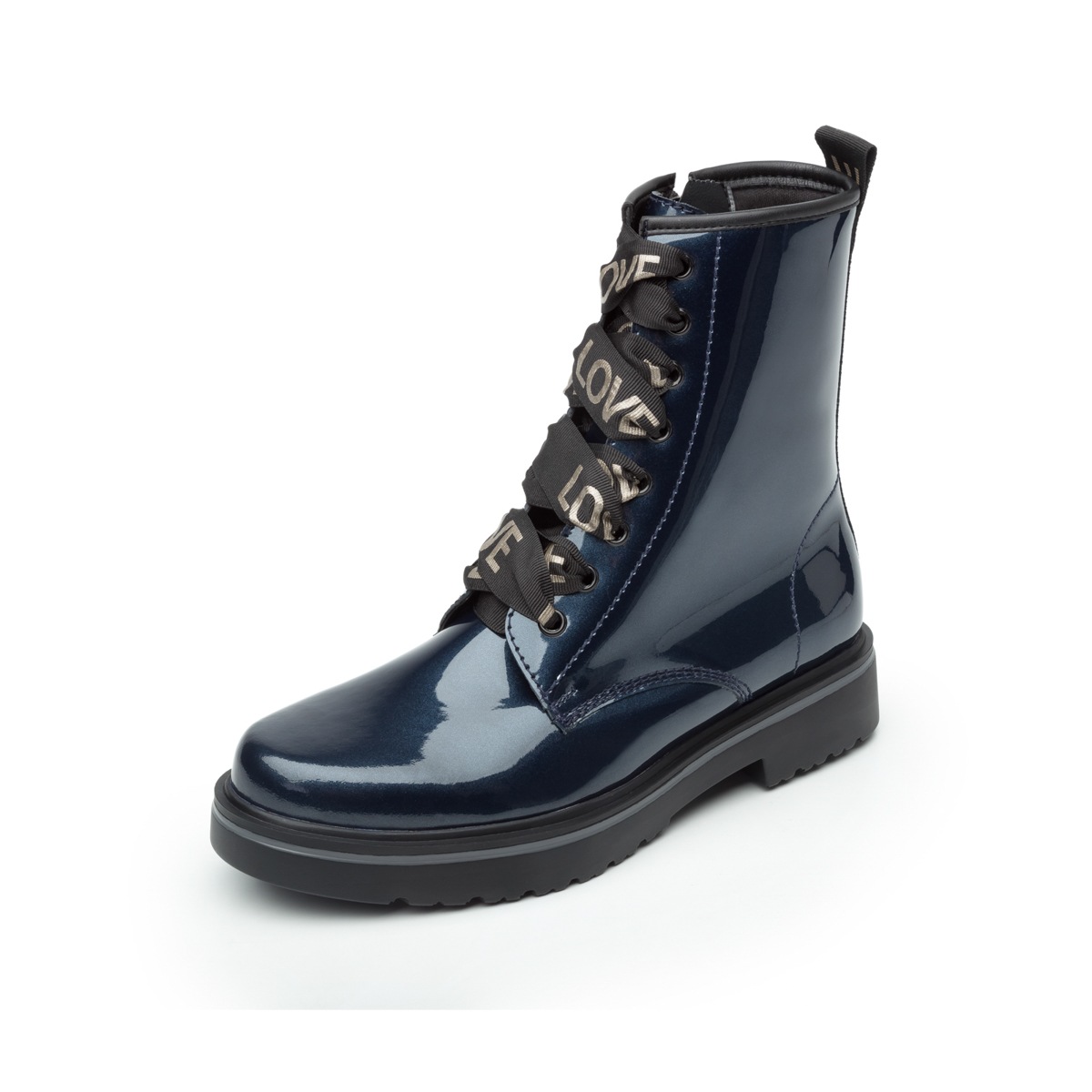 Bota Urbana Flexi Con Brillo Charol Para Mujer - Estilo 32908 Azul