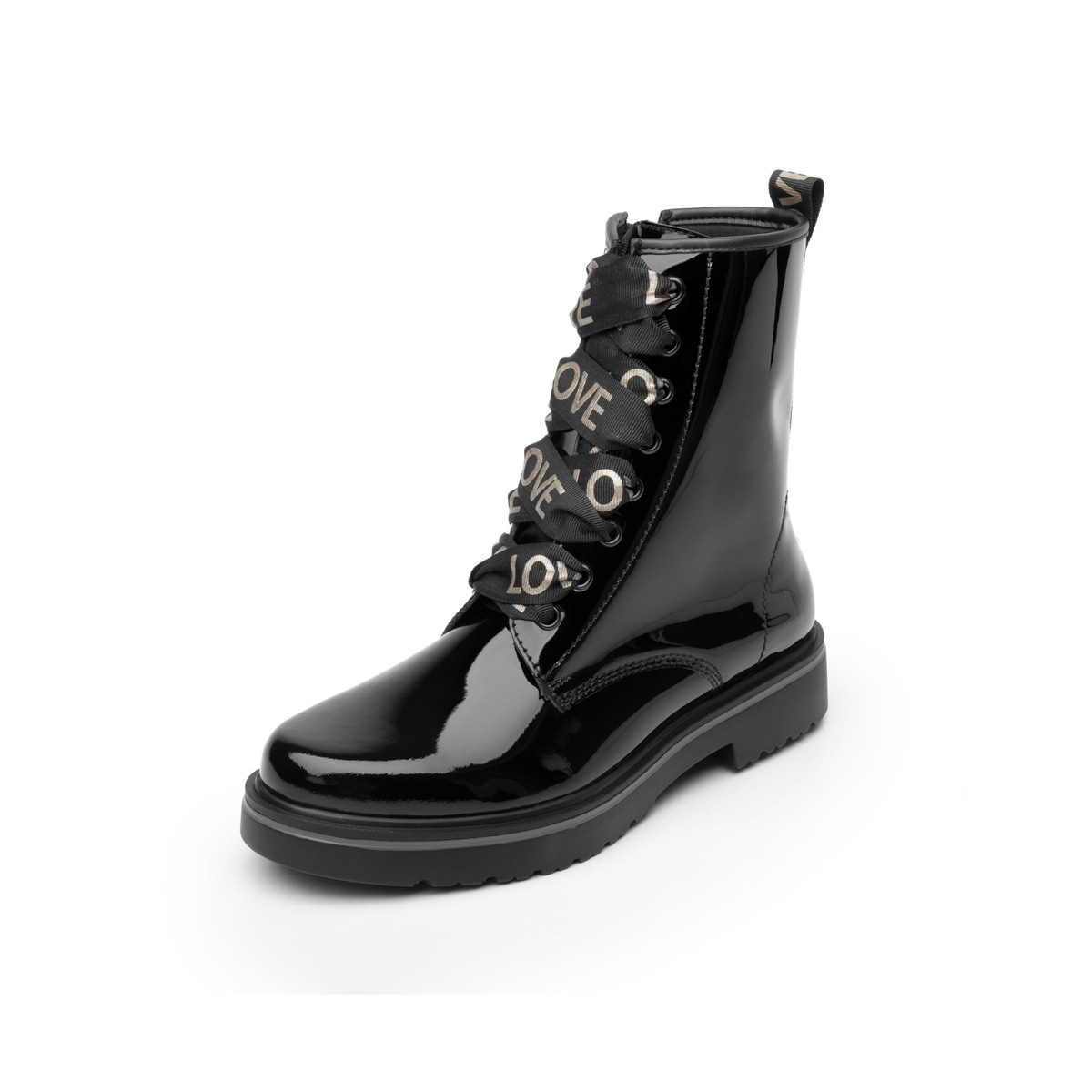 Bota Urbana Flexi Con Brillo Charol Para Mujer - Estilo 32908 Negro
