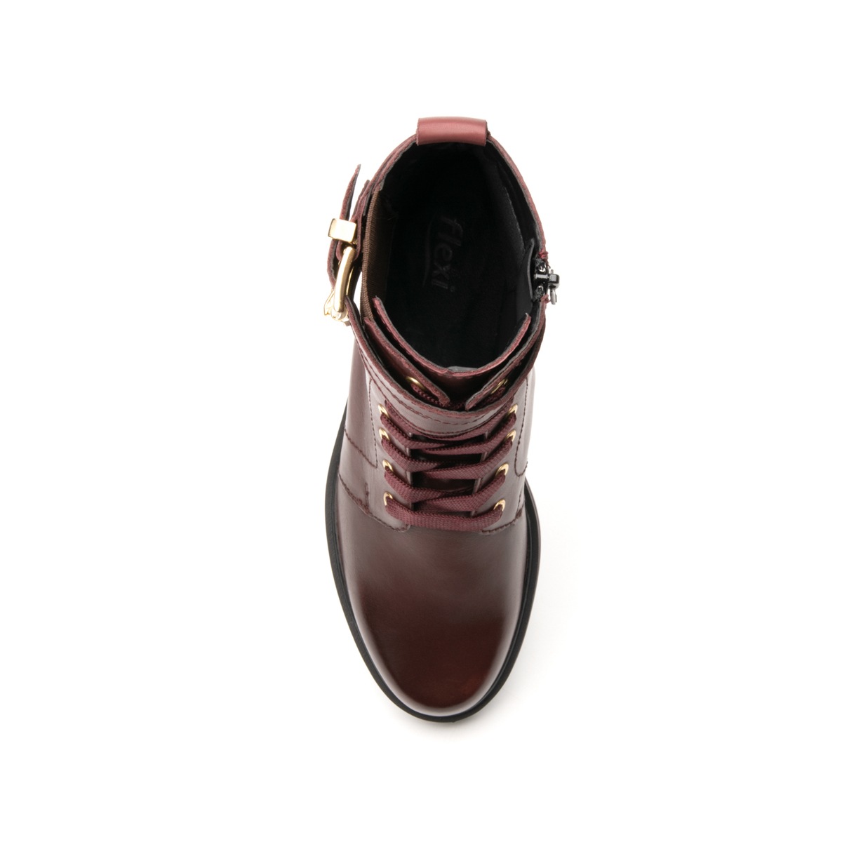 Bota Corta Con Hebillas Flexi para Mujer con Suela Gruesa Estilo 32910 Vino