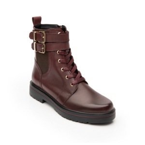 Bota Corta Con Hebillas Flexi para Mujer con Suela Gruesa Estilo 32910 Vino Bota Corta Con Hebillas Flexi para Mujer con Suela Gruesa Estilo 32910 Vino