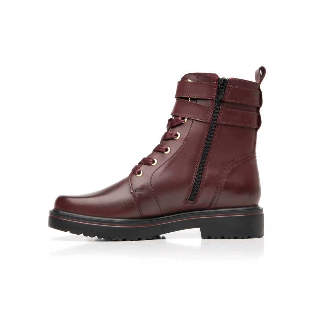 Bota Corta Con Hebillas Flexi para Mujer con Suela Gruesa Estilo 32910 Vino