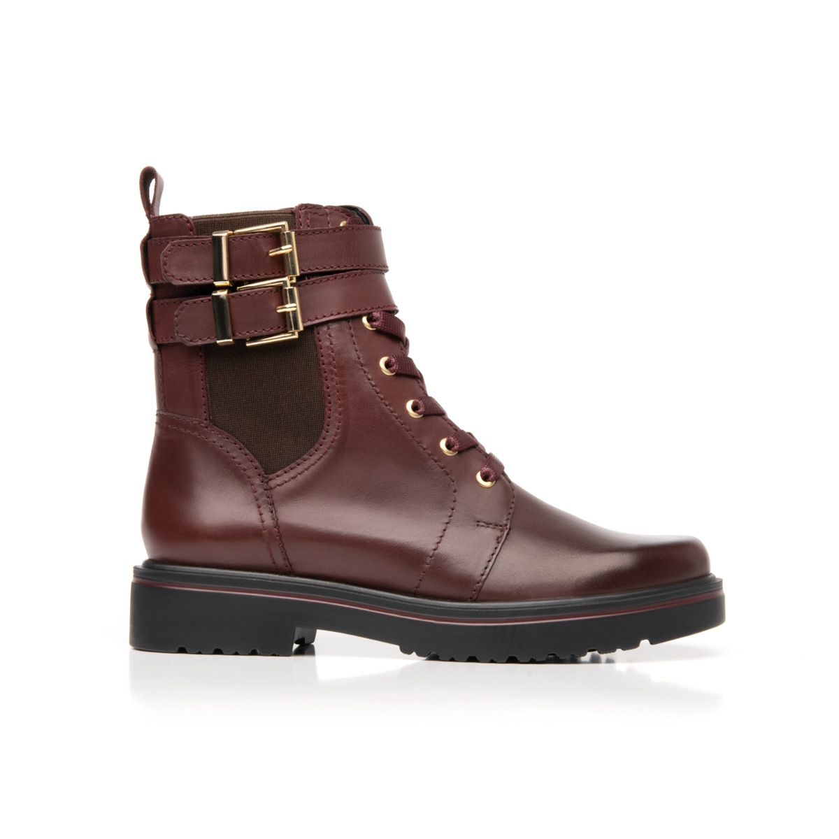 Bota Corta Con Hebillas Flexi para Mujer con Suela Gruesa Estilo 32910 Vino