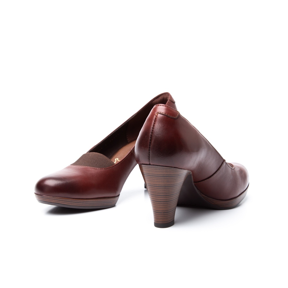 Zapato De Tacón Para Oficina Flexi Con Elástico Frontal Para Mujer - Estilo 34311 Café