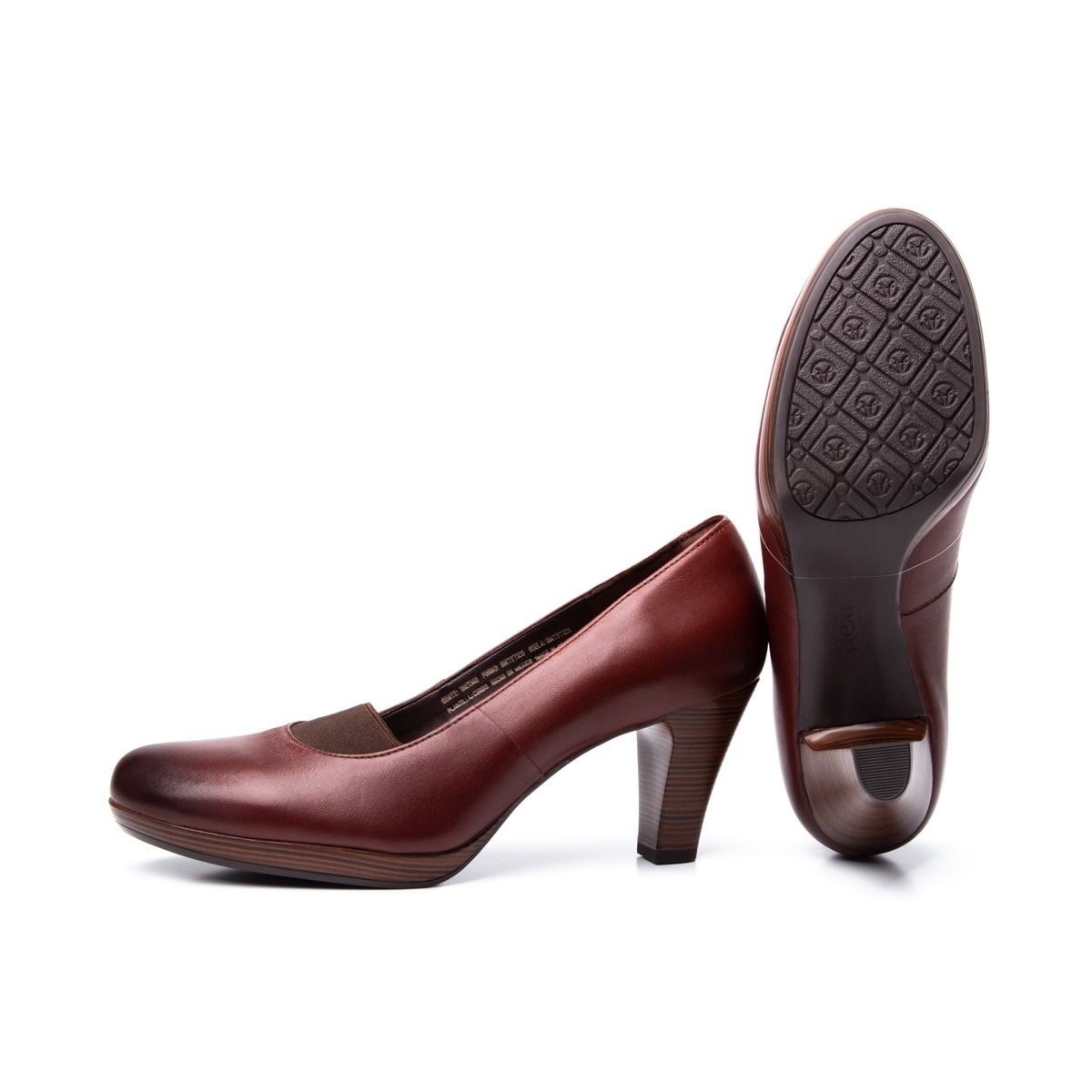 Zapato De Tacón Para Oficina Flexi Con Elástico Frontal Para Mujer - Estilo 34311 Café