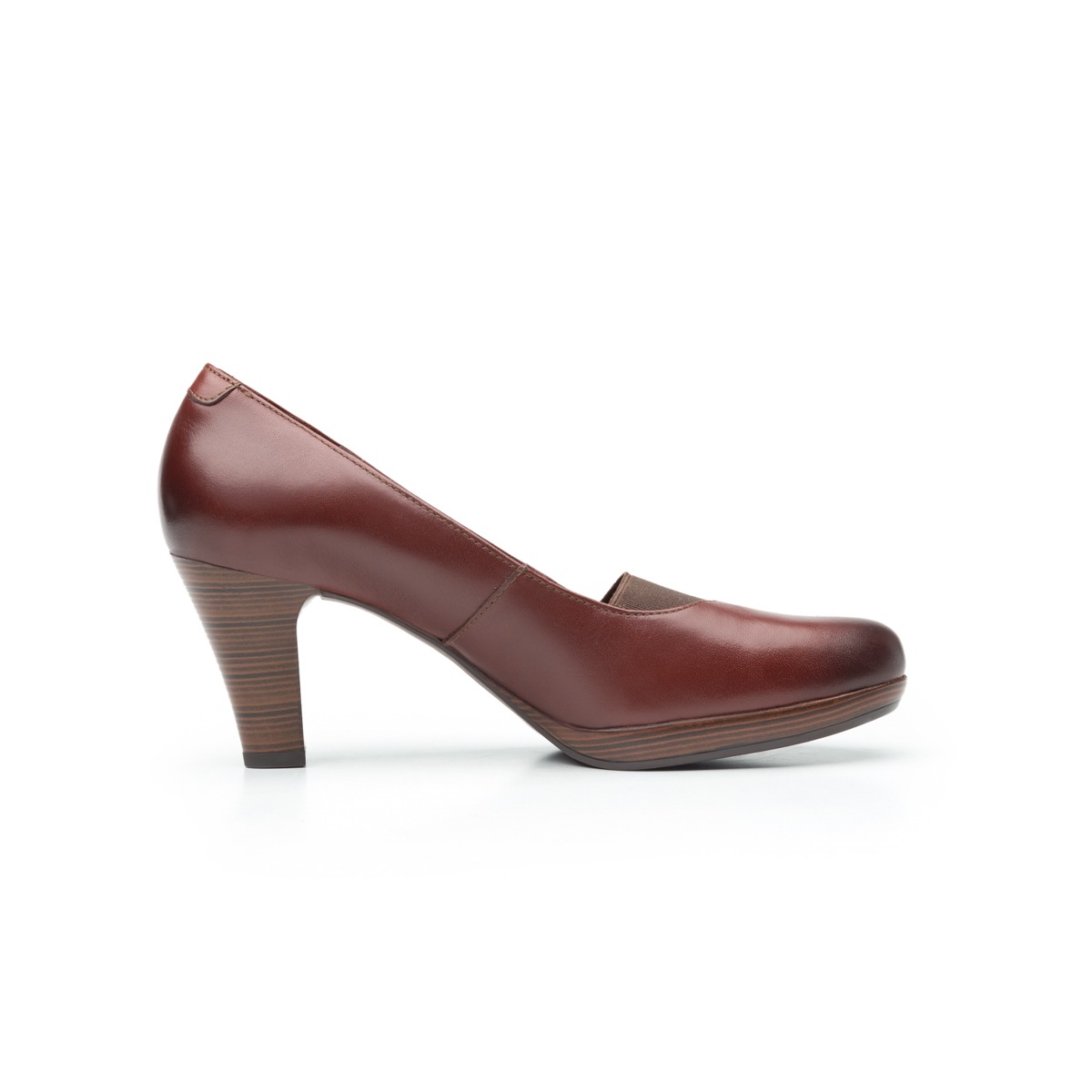 Zapato De Tacón Para Oficina Flexi Con Elástico Frontal Para Mujer - Estilo 34311 Café