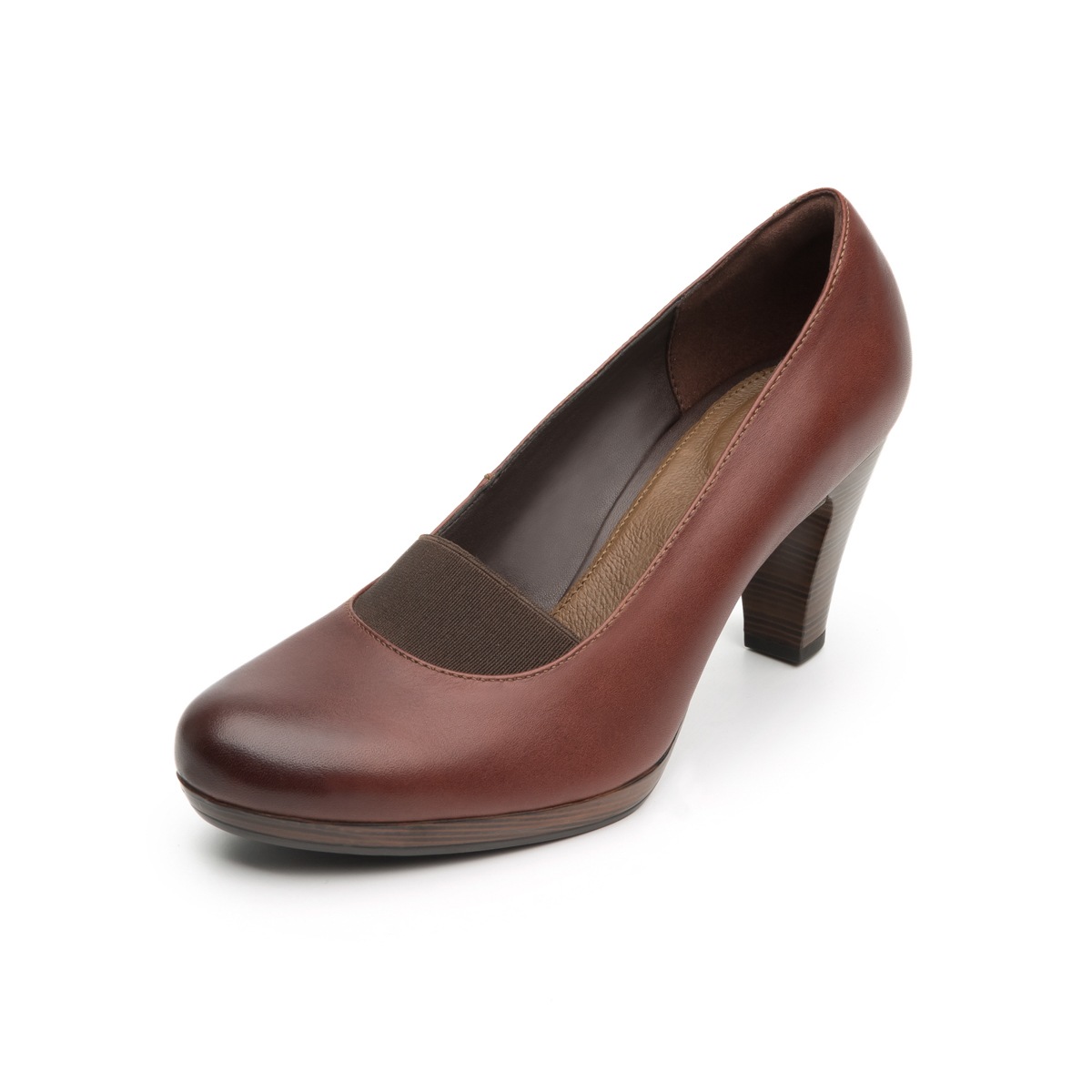 Zapato De Tacón Para Oficina Flexi Con Elástico Frontal Para Mujer - Estilo 34311 Café