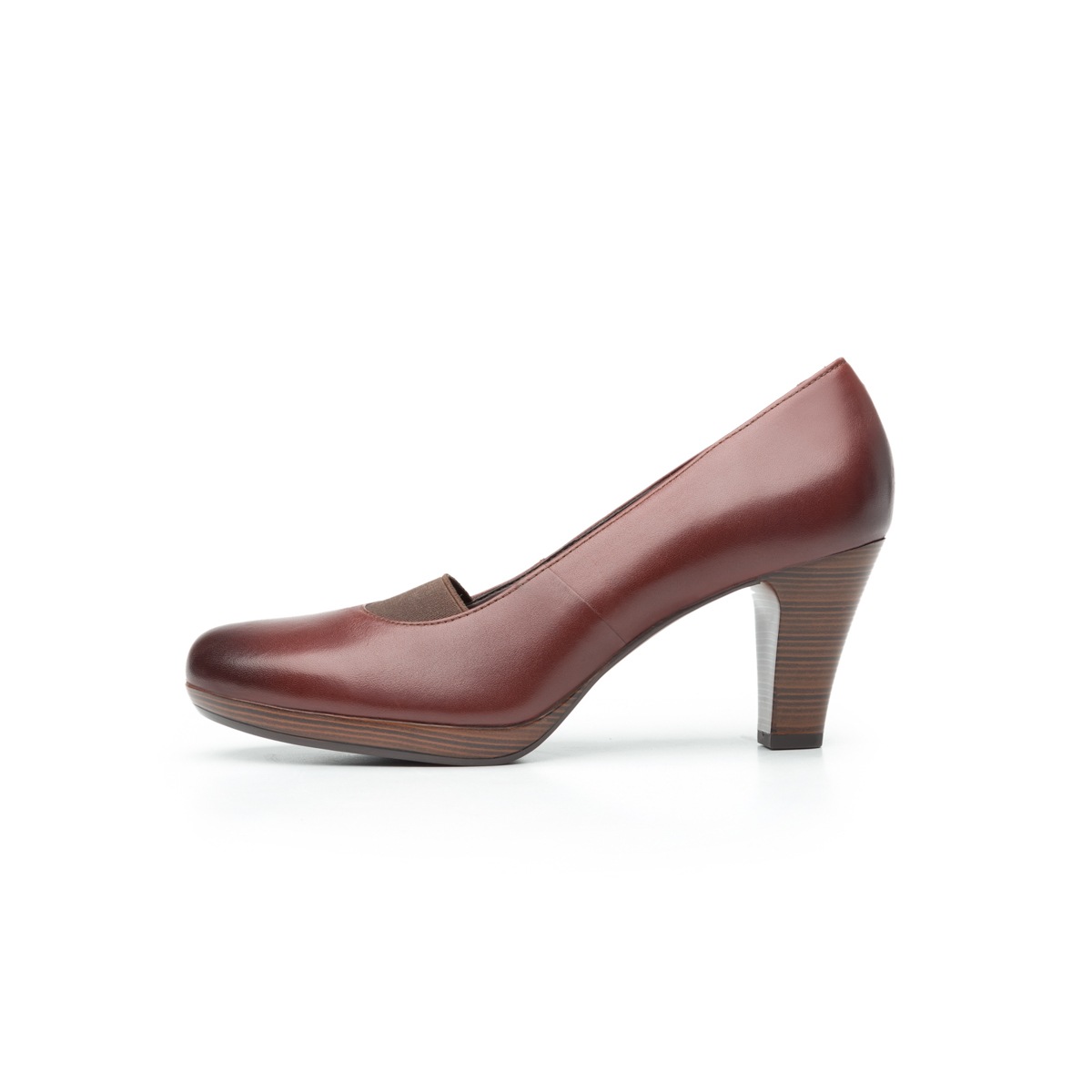 Zapato De Tacón Para Oficina Flexi Con Elástico Frontal Para Mujer - Estilo 34311 Café