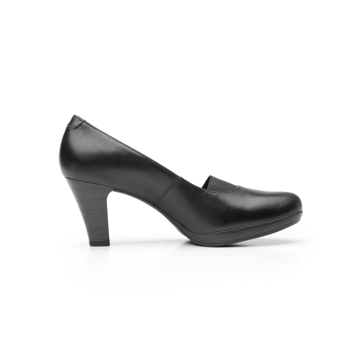 Zapato De Tacón Para Oficina Flexi Con Elástico Frontal Para Mujer - Estilo 34311 Negro Liso