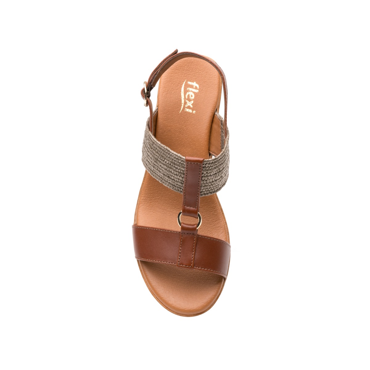 Sandalia Casual Flexi Con Combinación De Texturas Para Mujer - Estilo 34512 Café