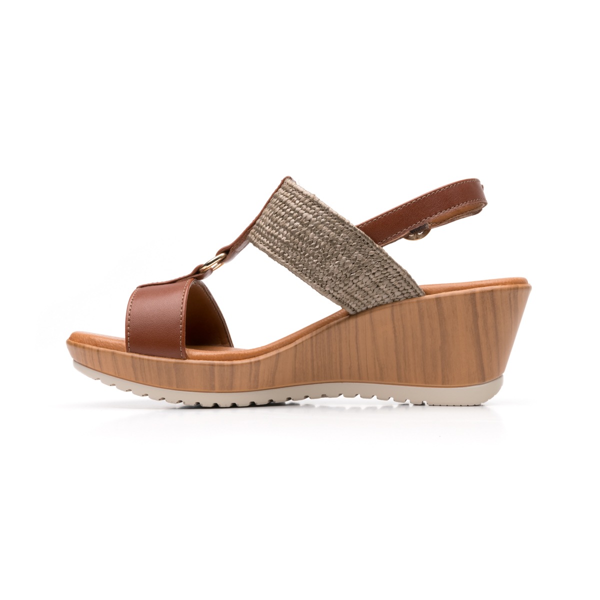 Sandalia Casual Flexi Con Combinación De Texturas Para Mujer - Estilo 34512 Café