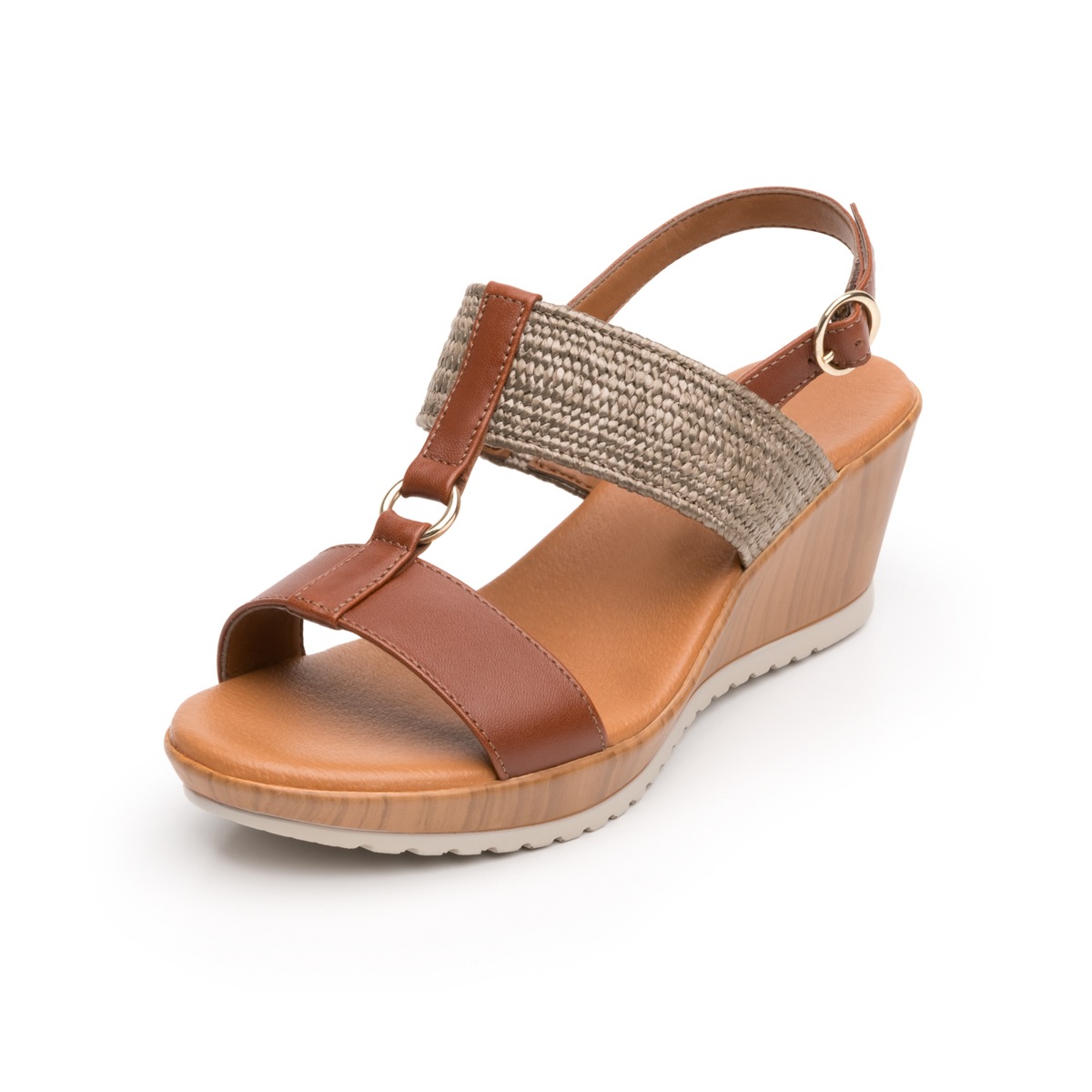 Sandalia Casual Flexi Con Combinación De Texturas Para Mujer - Estilo 34512 Café