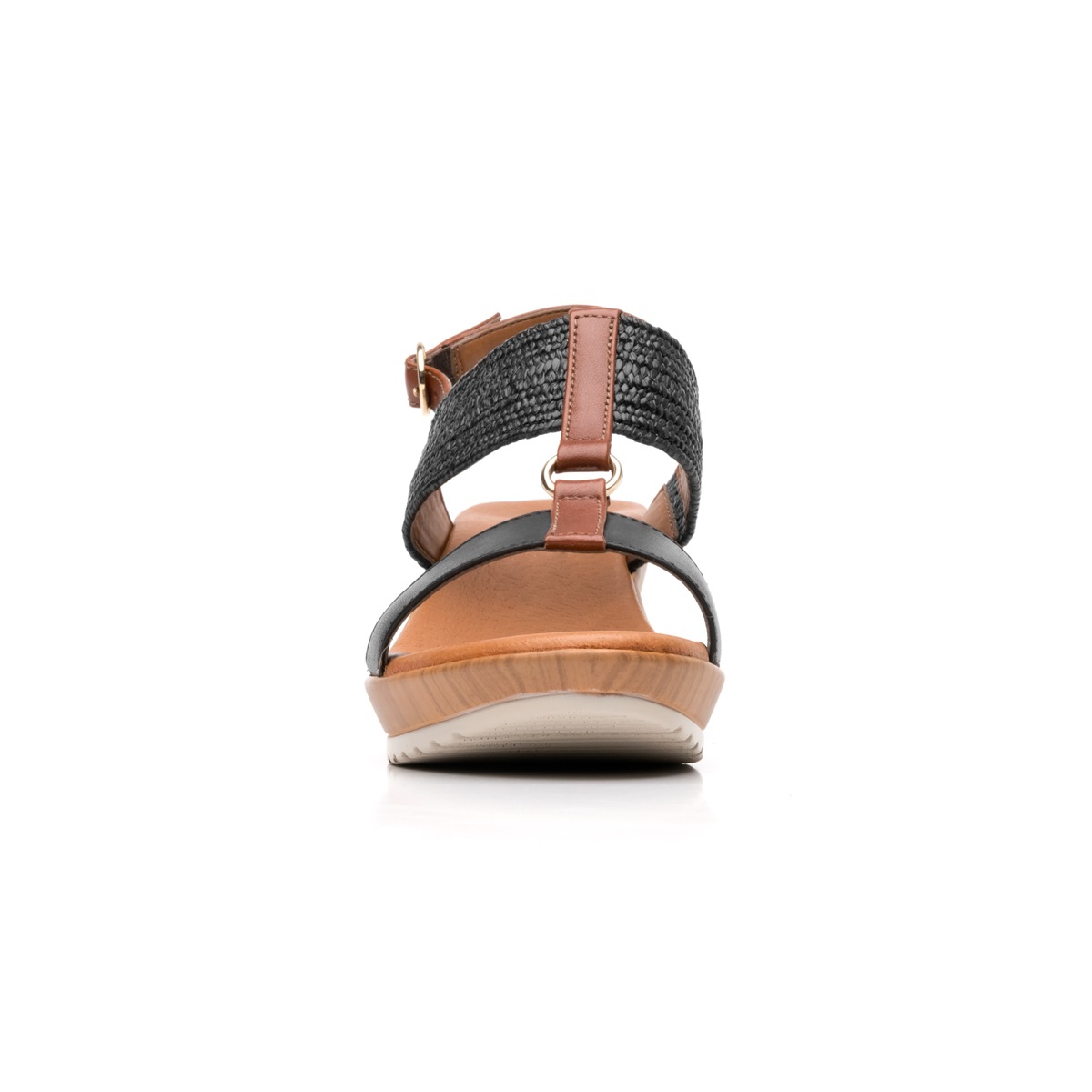 Sandalia Casual Flexi Con Combinación De Texturas Para Mujer - Estilo 34512 Negro