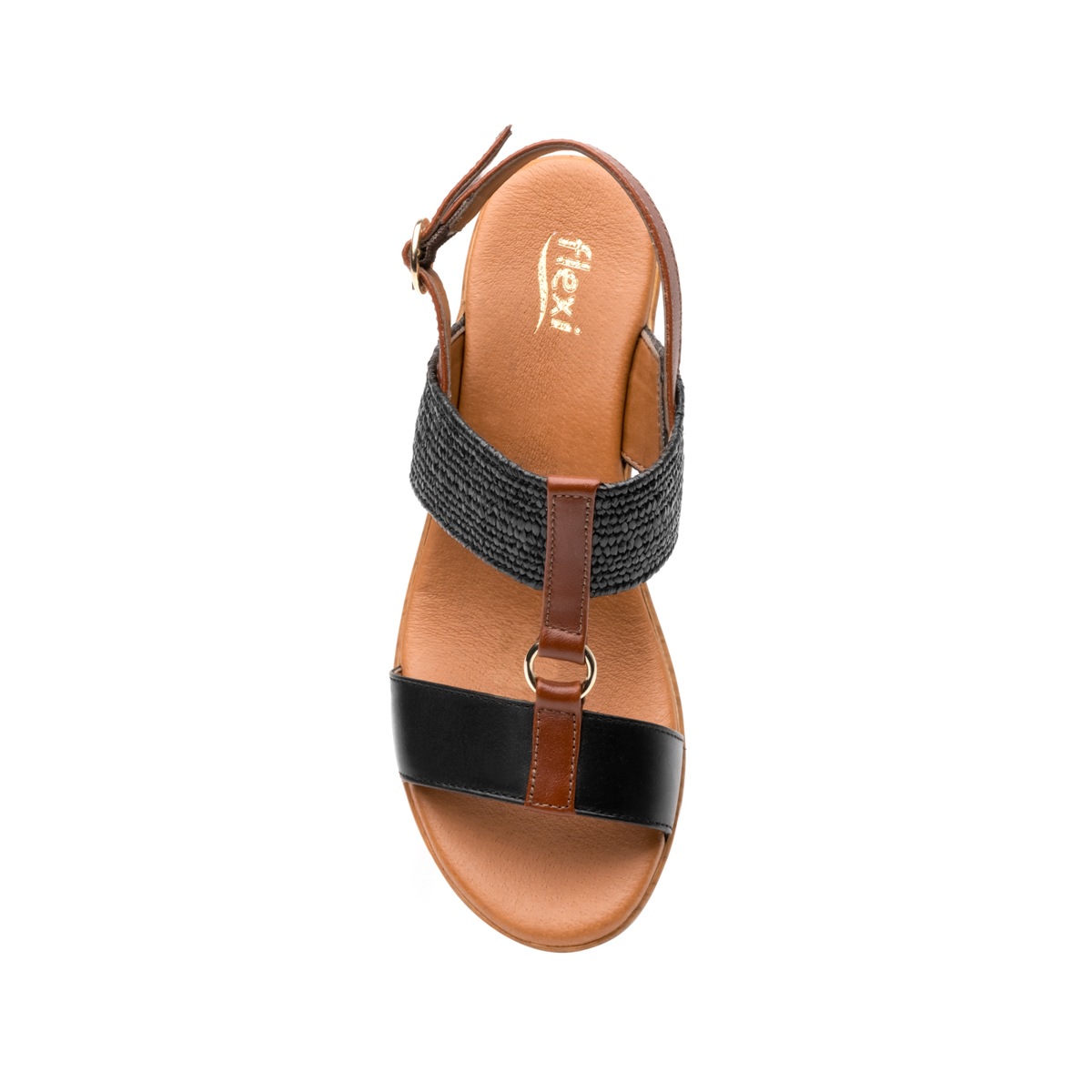 Sandalia Casual Flexi Con Combinación De Texturas Para Mujer - Estilo 34512 Negro