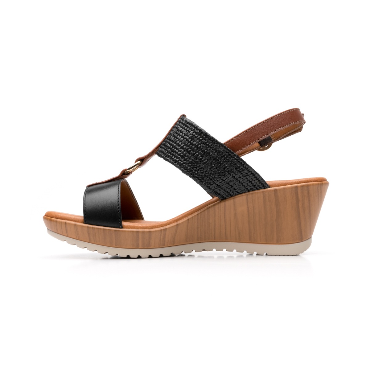 Sandalia Casual Flexi Con Combinación De Texturas Para Mujer - Estilo 34512 Negro