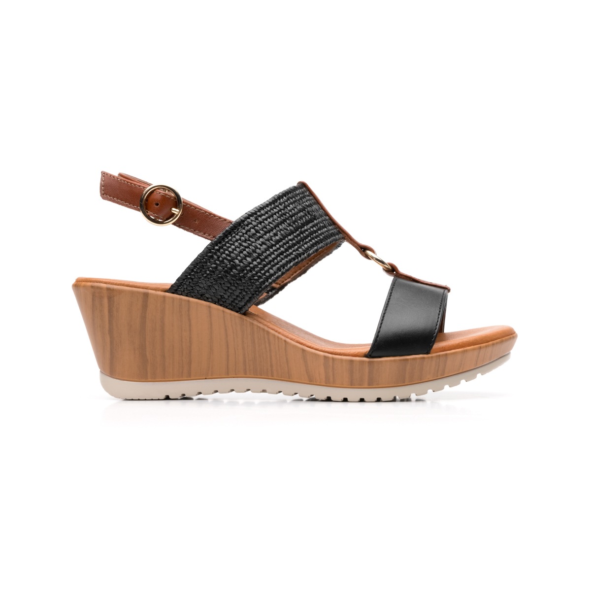Sandalia Casual Flexi Con Combinación De Texturas Para Mujer - Estilo 34512 Negro