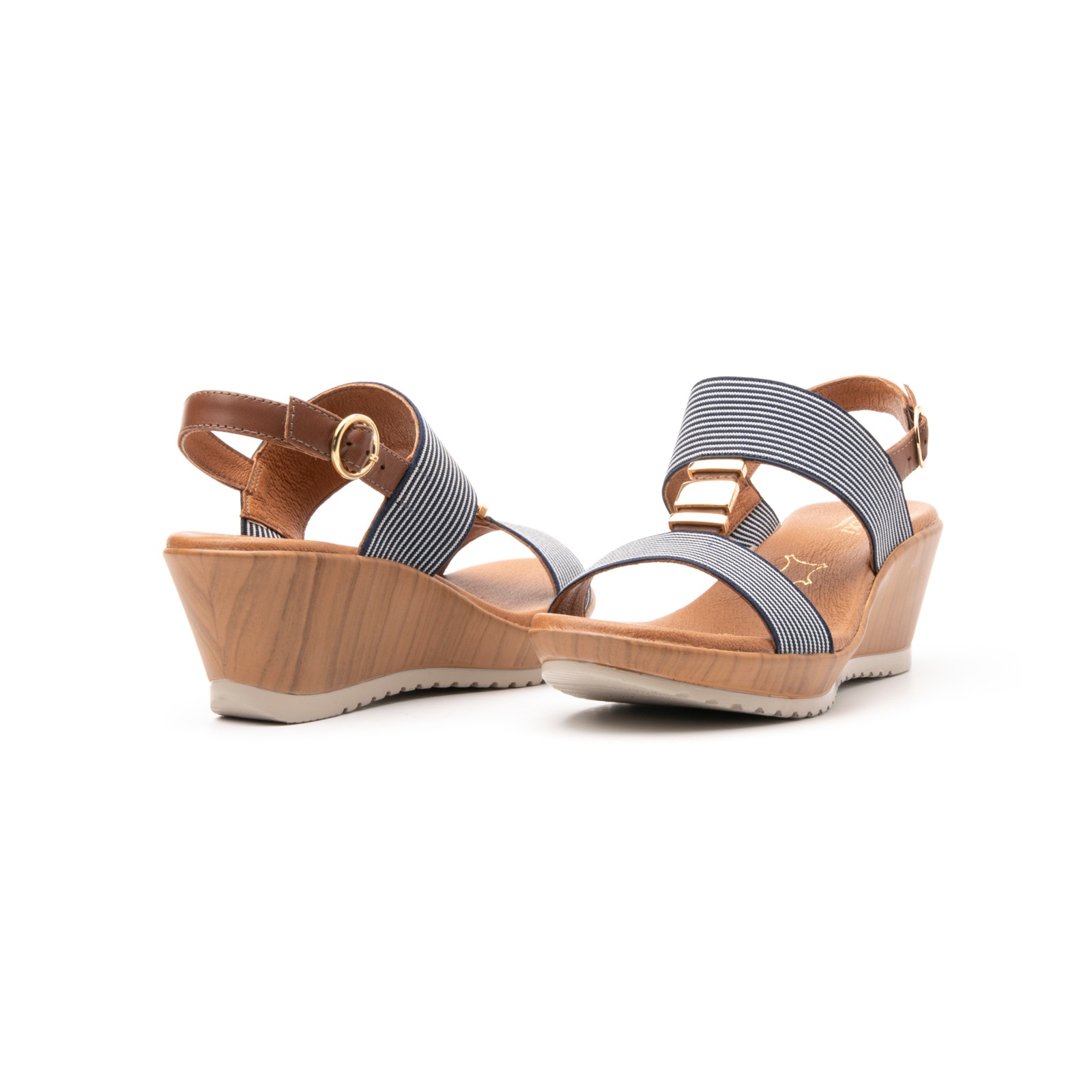 Sandalia Con Plataforma Y Elásticos Flexi para Mujer Estilo 34516 Azul