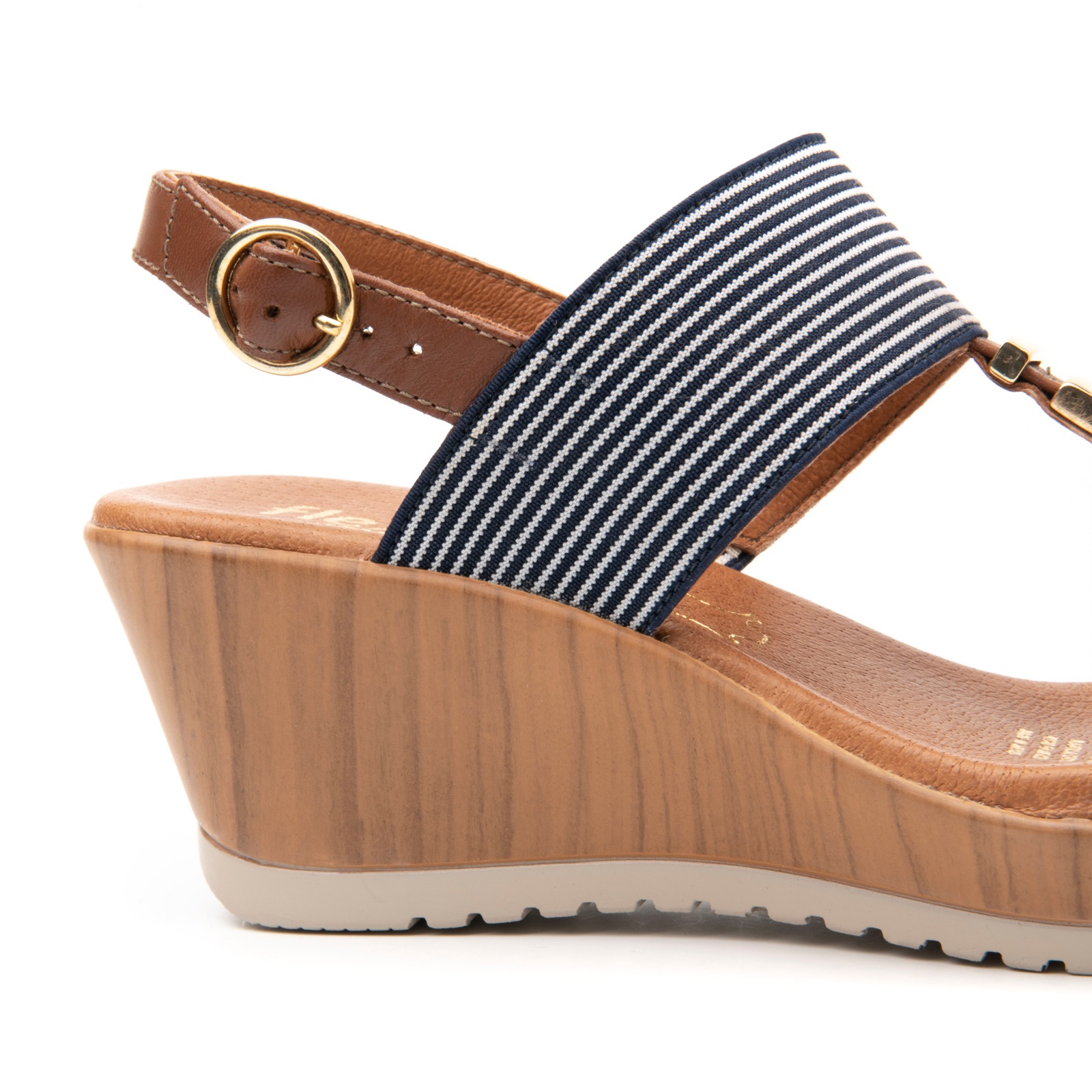 Sandalia Con Plataforma Y Elásticos Flexi para Mujer Estilo 34516 Azul