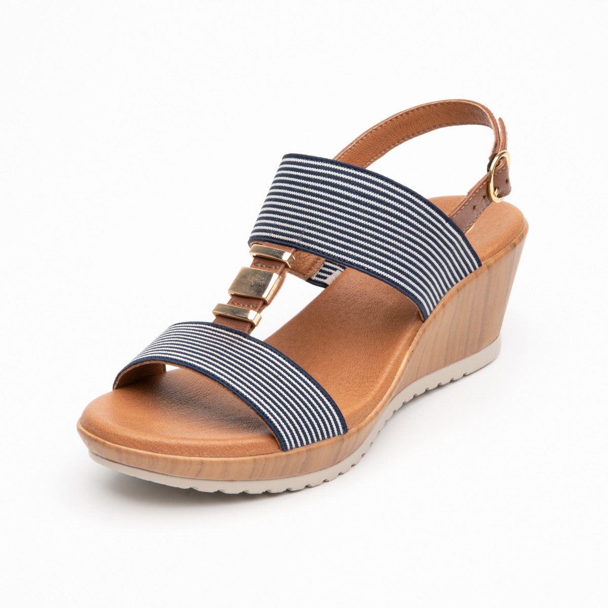 Sandalia Con Plataforma Y Elásticos Flexi para Mujer Estilo 34516 Azul
