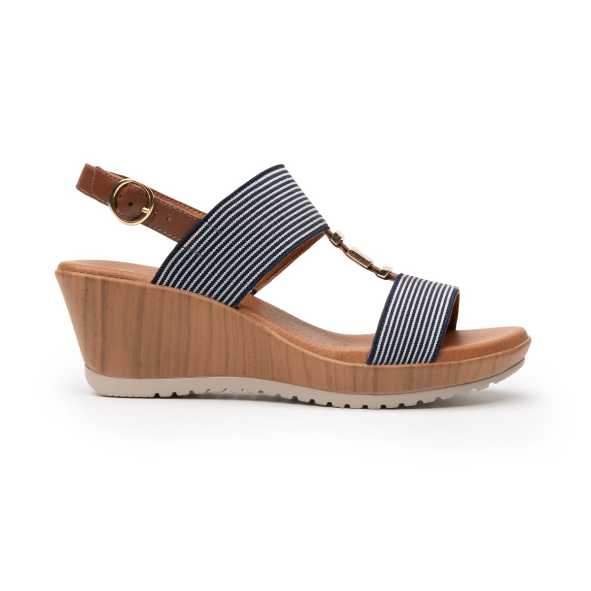 Sandalia Con Plataforma Y Elásticos Flexi para Mujer Estilo 34516 Azul