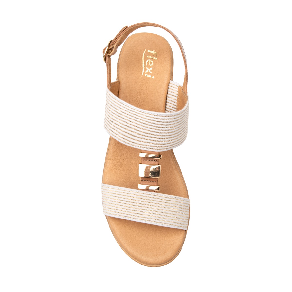 Sandalia Con Plataforma Y Elásticos Flexi para Mujer Estilo 34516 Blanco
