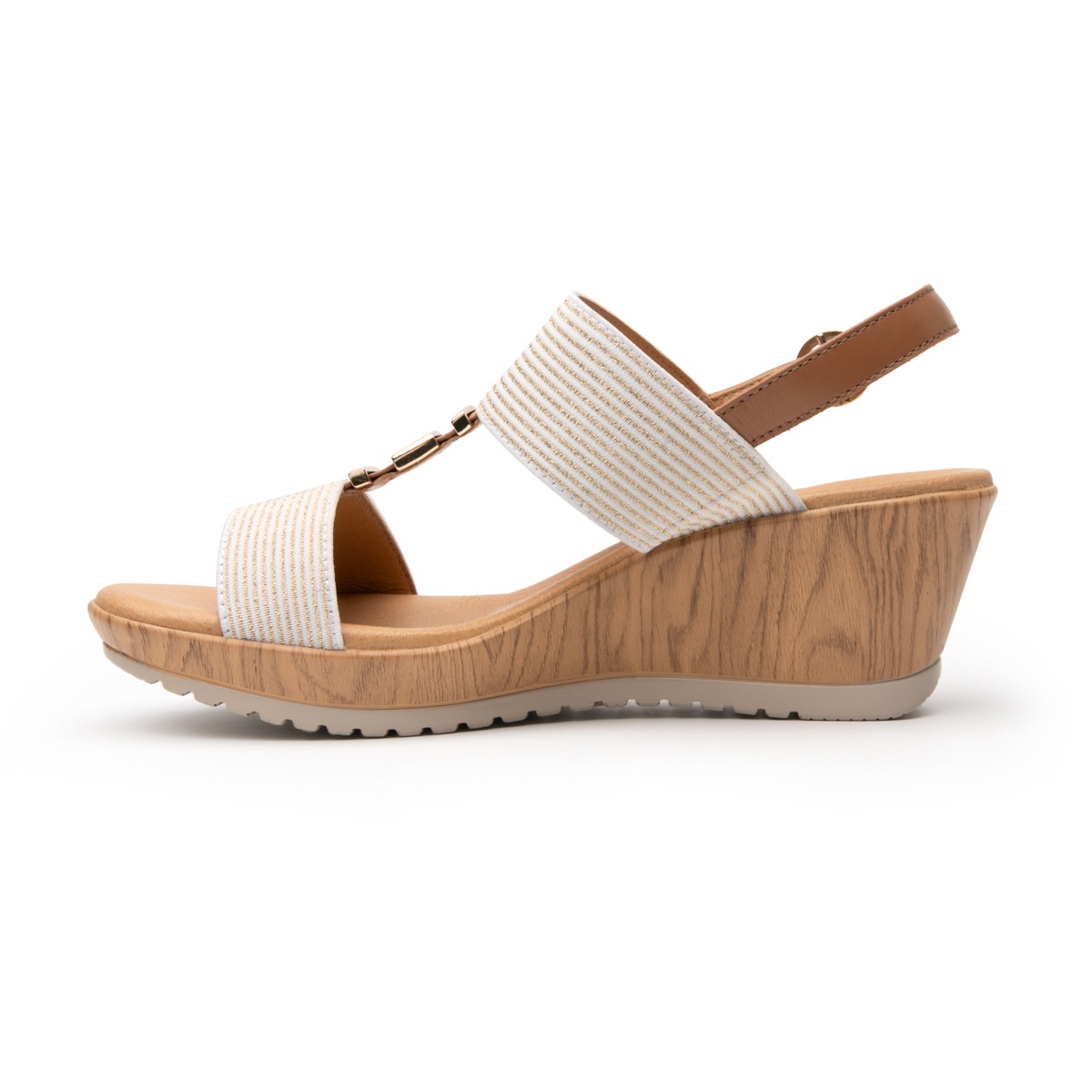 Sandalia Con Plataforma Y Elásticos Flexi para Mujer Estilo 34516 Blanco