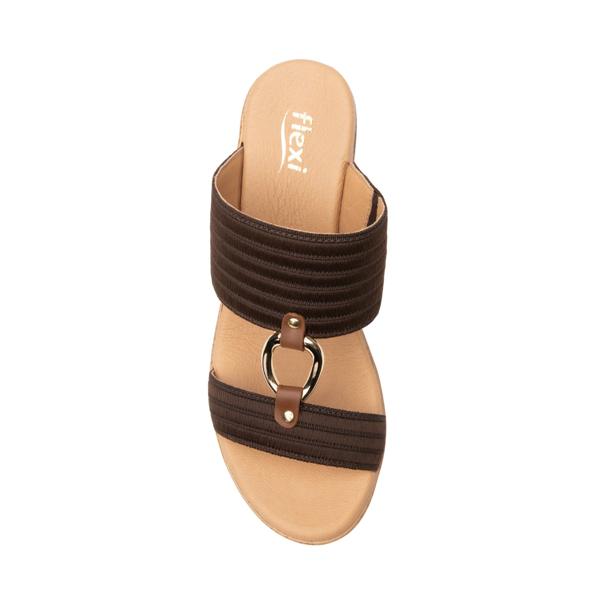Sandalia Con Plataforma Y Herraje Flexi para Mujer Estilo 34518 Café