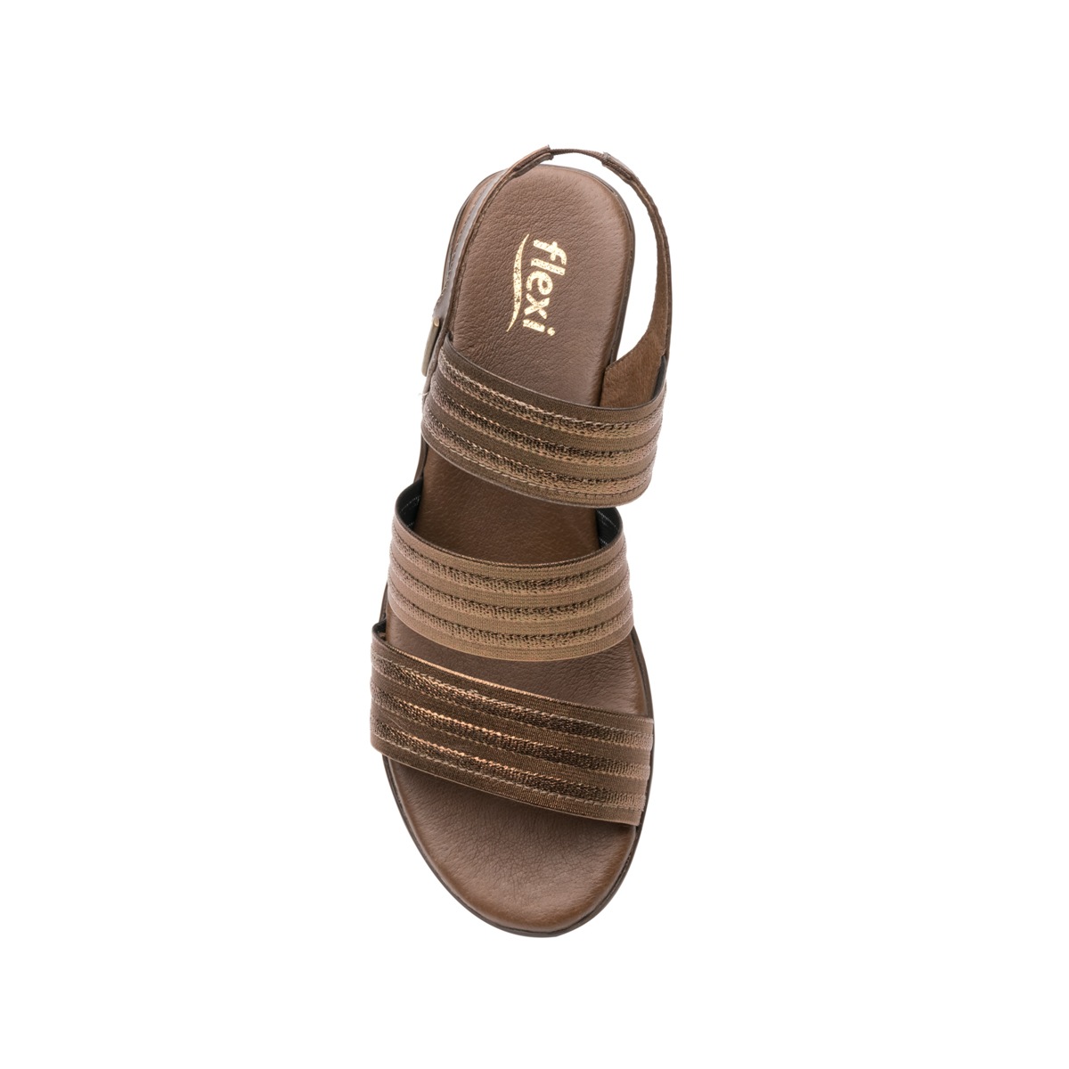 Sandalia Casual Flexi Con Tiras Brillo Para Mujer - Estilo 34711 Bronce