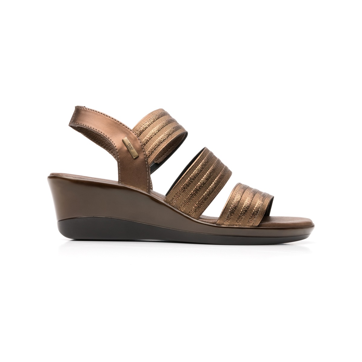 Sandalia Casual Flexi Con Tiras Brillo Para Mujer - Estilo 34711 Bronce