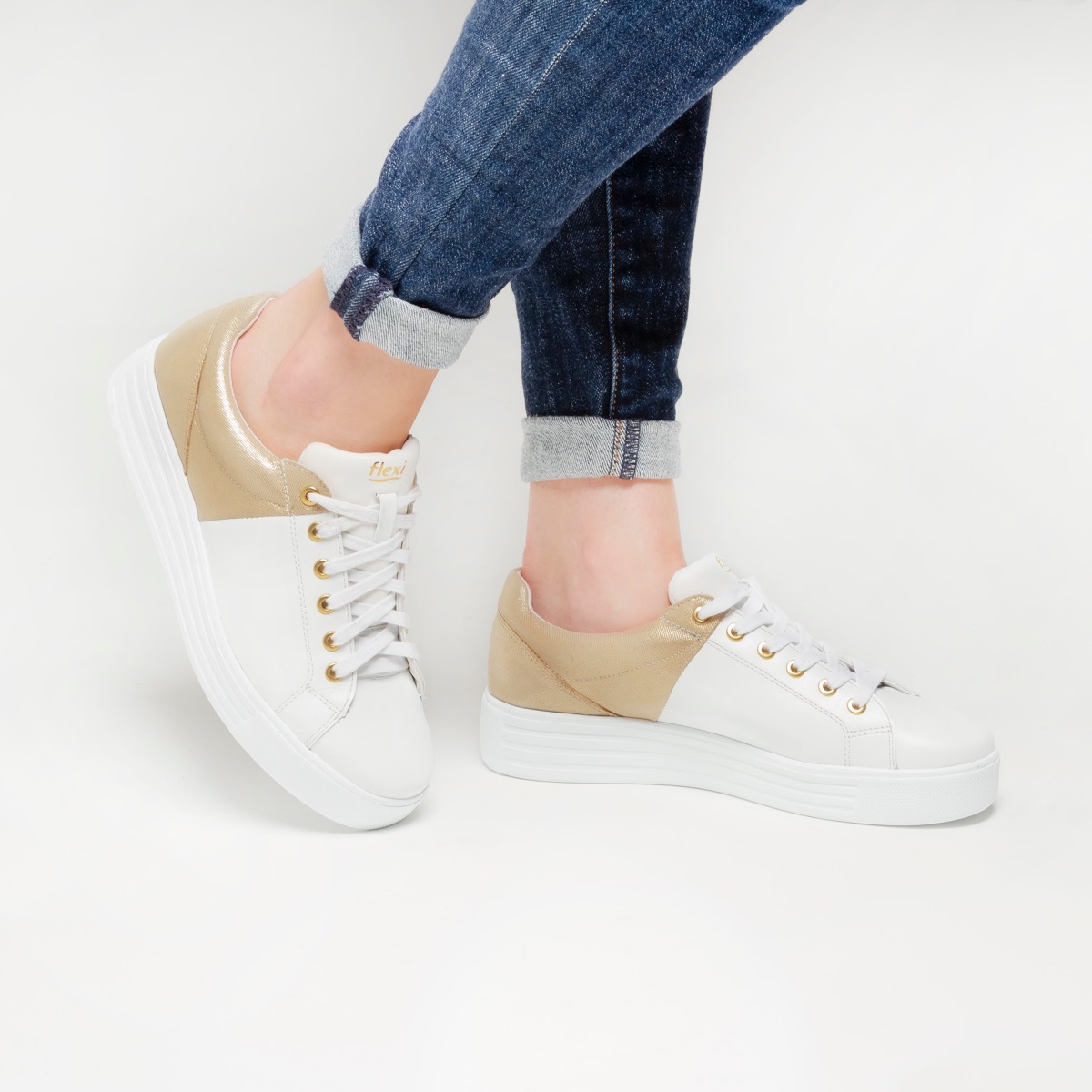 Sneaker Universitario Flexi Con Colores Combinados Para Mujer - Estilo 36303 Blanco