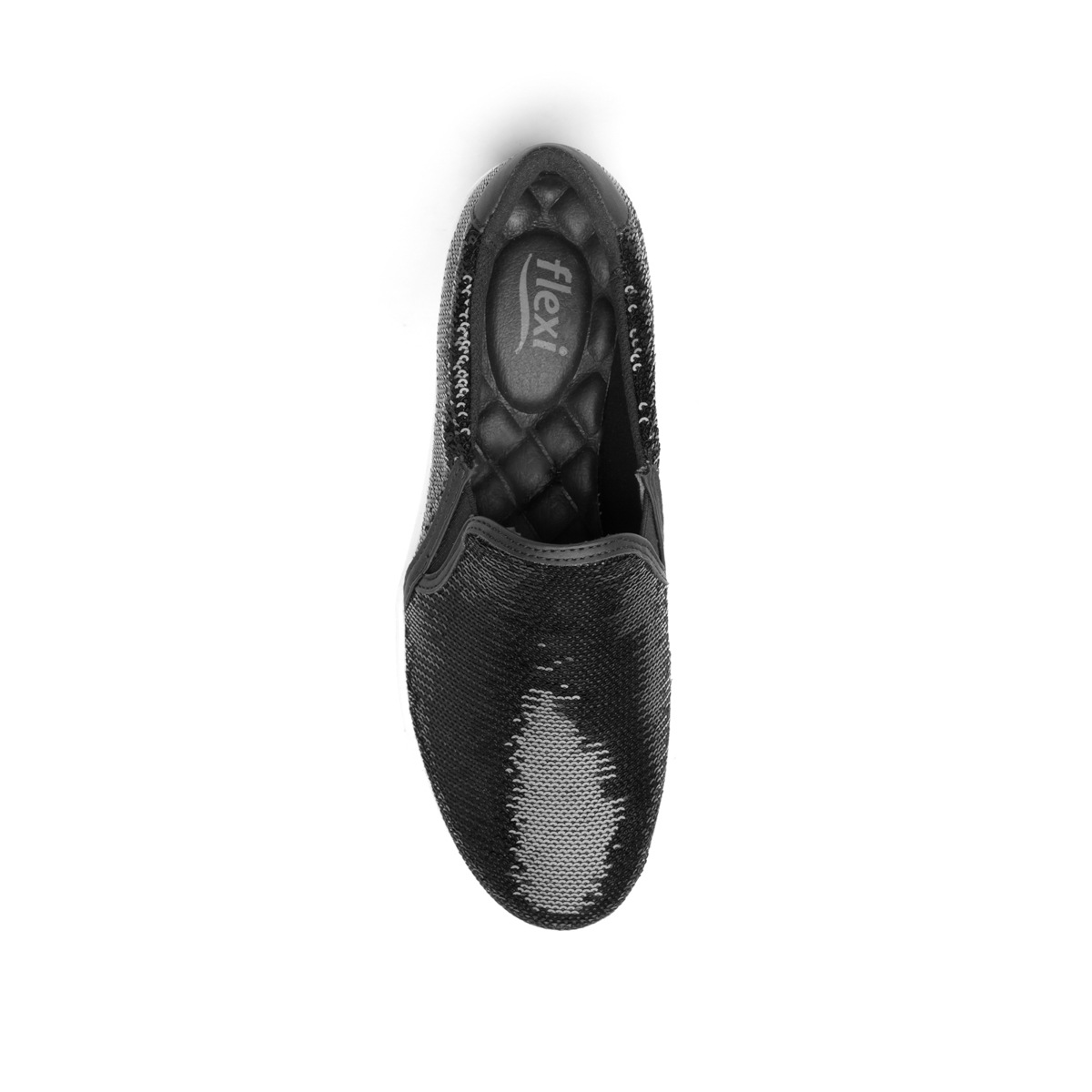 Flat Universitario Flexi De Lentejuelas Para Mujer - Estilo 36310 Negro