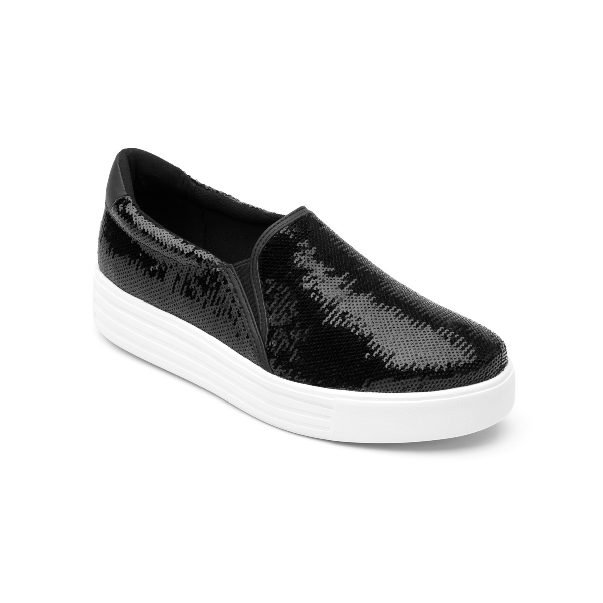 Flat Universitario Flexi De Lentejuelas Para Mujer - Estilo 36310 Negro
