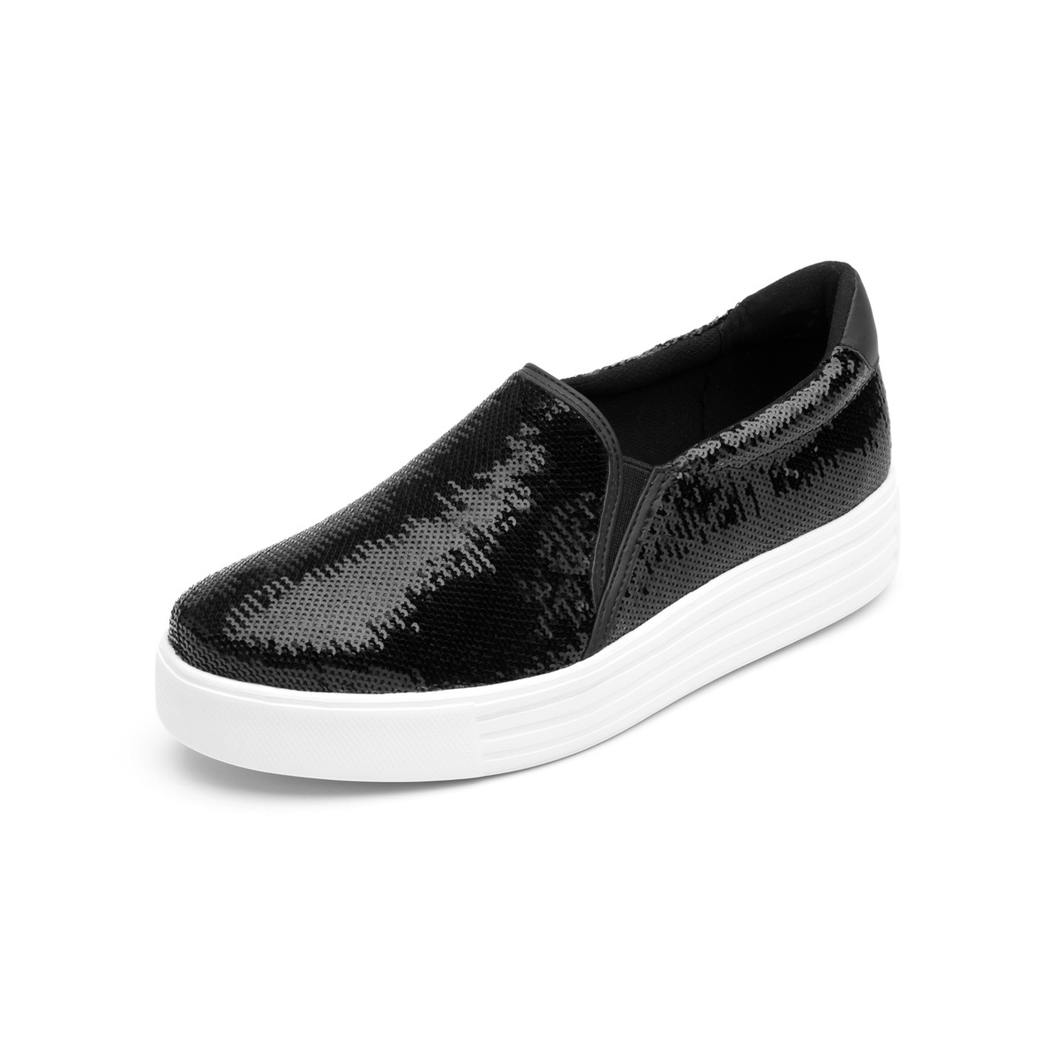 Flat Universitario Flexi De Lentejuelas Para Mujer - Estilo 36310 Negro