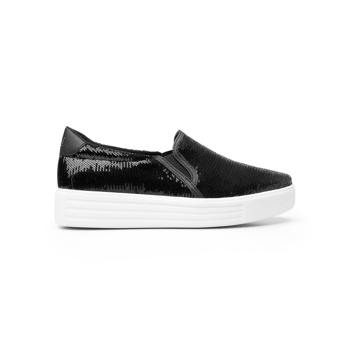 Flat Universitario Flexi De Lentejuelas Para Mujer - Estilo 36310 Negro