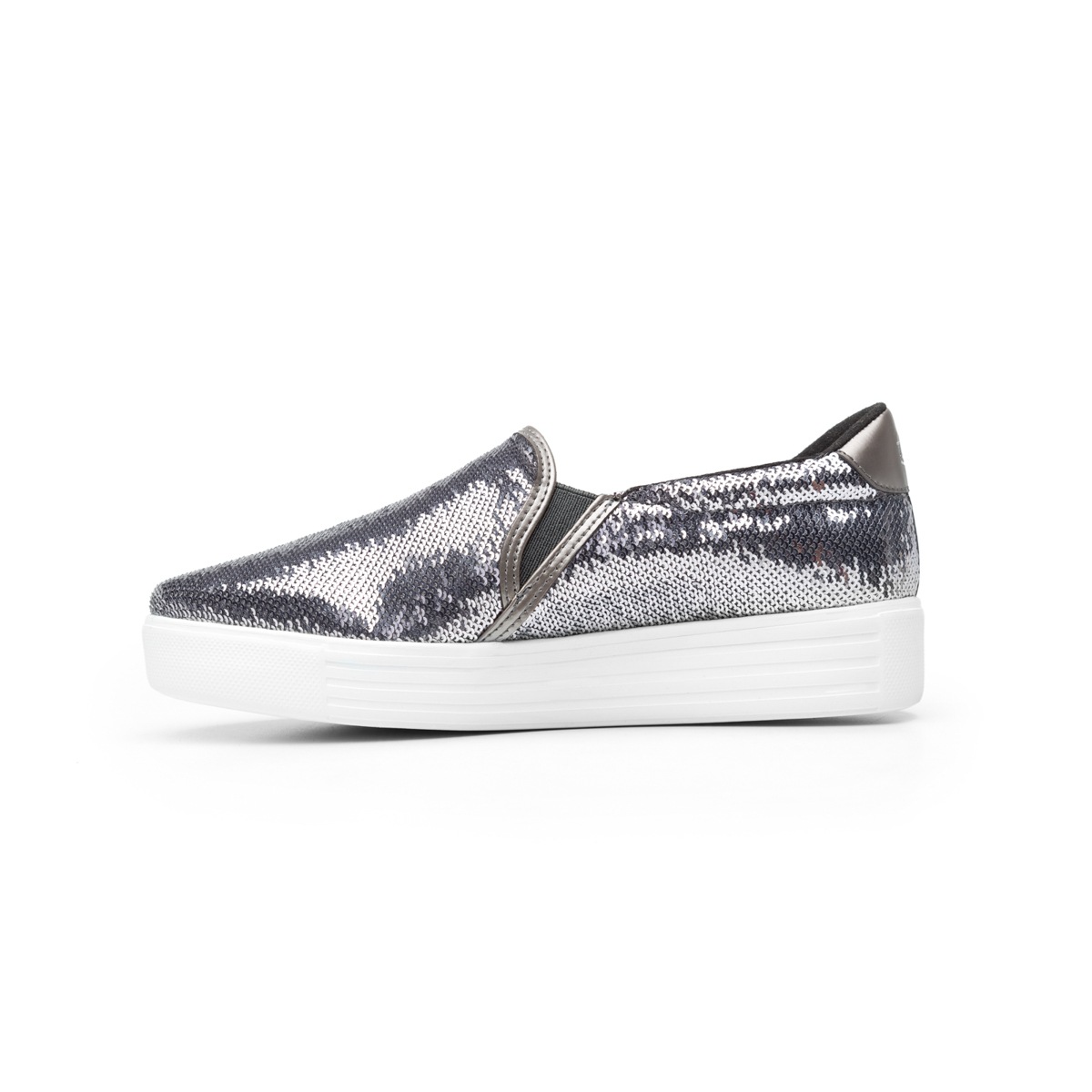 Flat Universitario Flexi De Lentejuelas Para Mujer - Estilo 36310 Plomo