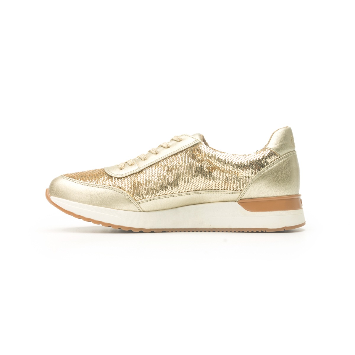 Sneaker Urbano Flexi Con Lentejuelas De Alto Brillo Para Mujer - Estilo 37704 Oro